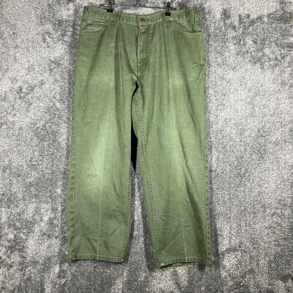 Big Mac Pants Mens 38x29 Green Chino Relaxed Canvas Workwear Straight Leg